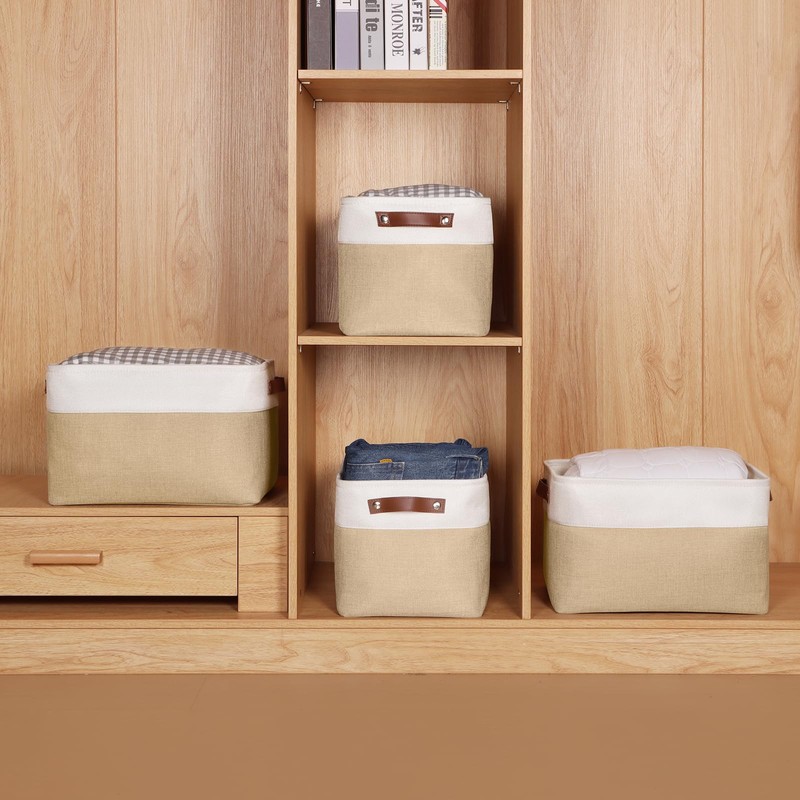 Univivi 15 inch Storage Baskets for Shelves with Handles Hard