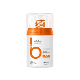 bioTaTum Sun Cream SPF 50+ - Natural UVA/UVB Sun Protection for Face & Body, Tattoo & Sensitive Skin, Fast Absorbent, Non-Greasy, Waterproof, Vegan - for Sports & Beach 50 ml