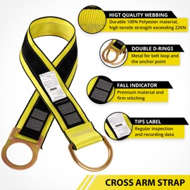 TRSMIMA Safety Strap Fall Protection - 2 Packs 6ft Cross Arm Strap Anchor Strap Anchorage Webbing with Double D Ring for Heavy Duty for Safety Harness