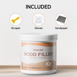 MOLLOR All Purpose Wood Filler, 32 Ounce White Wood Putty Repair for Holes, Quickly Restore Any Broken and Defective Wooden Furniture, Door Frame Repair Kit Stainable
