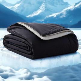 Bedsure Cooling Blankets for Hot Sleepers - Summer Blanket Twin Size, Cold and Lightweight Gift for Night Sweats, Ice Cooled Breathable Comforter for Bed and Couch, Black and Grey, 60x80 Inches