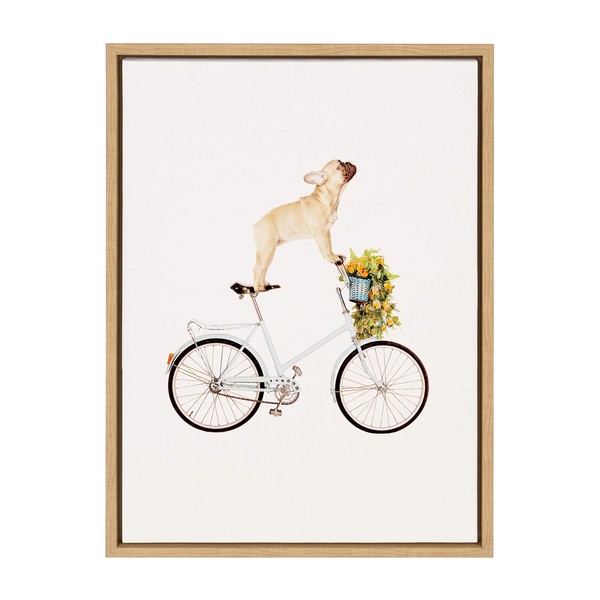 Kate and Laurel Sylvie Frenchie Bulldog Framed Canvas Wall Art