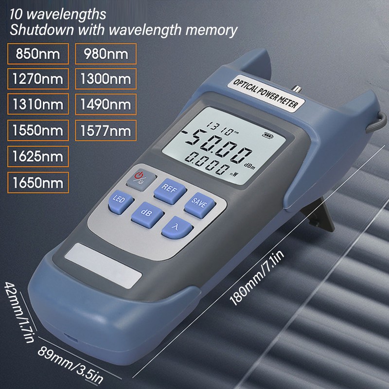 Optical Fiber Power Meter ‑50 To +26dbm 10 Wavelengths 2.5mm