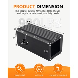 2'' Class III/IV to 1-1/4'' Class I/II Receiver Hitch Adapter Insert Sleeve Mount Adapter 2'' to 1/4'' Trailer Receiver Converter for Bike Rack and Cargo Carriers…