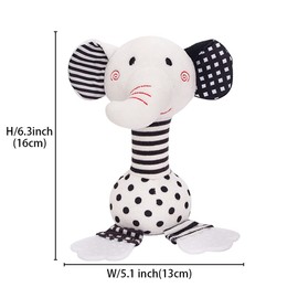 D-KINGCHY Baby Toys 0-12 Months, Black and White Newborn Toys, Soft Plush Rattle Stuffed Animal Toy with Teether and Sound, Developmental Hand Grip Toys (Elephant)