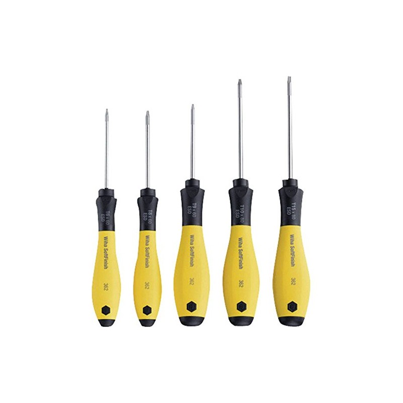 Wiha 27253 Screwdriver Set SoftFinish ESD Torx 5-Piece