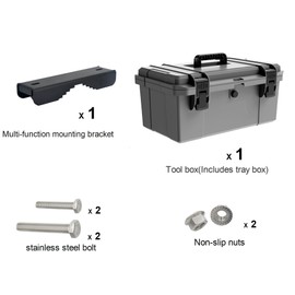 Universal Tool Box Kit,Tractor Tool Box, Lockable,With Mounting Bracket,ATV, UTV, Truck, Utility Vehicle Universal Toolbox, Can be Mounted on The ROPS (Gray 16")