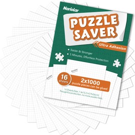 Nariolar Ultra Adhesion Puzzle Glue Sheets; 16 Jigsaw Puzzle Saver Sheets; 2 x 1000 Pieces Saver