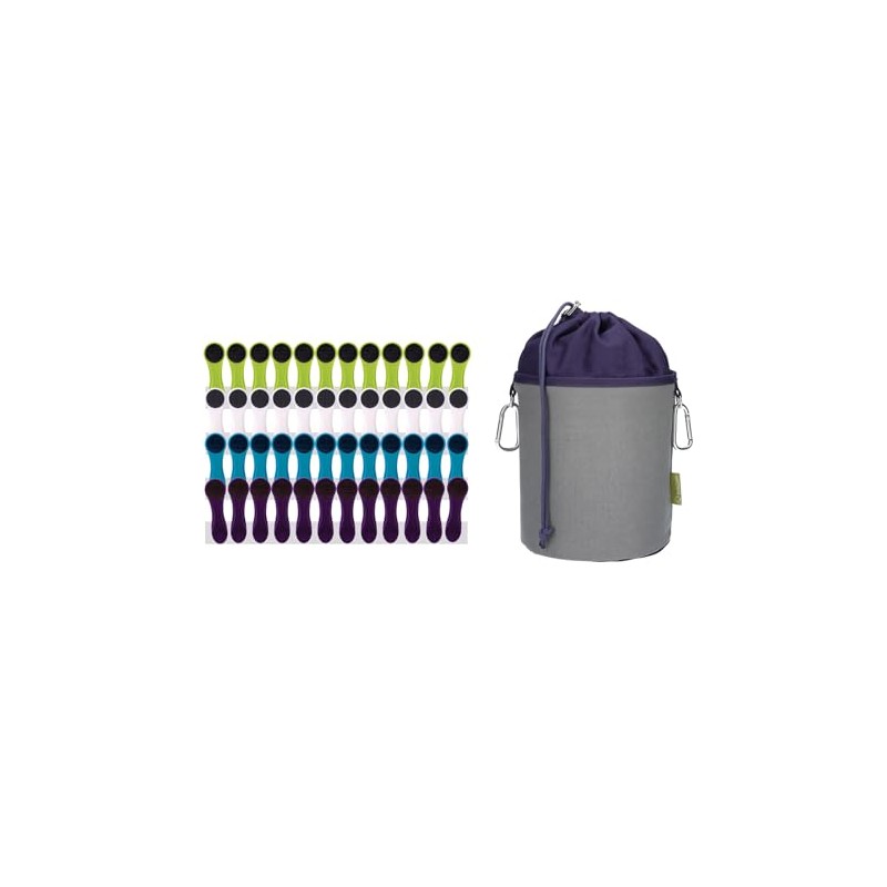 bellaCott 48 Clothes Pegs with Spiral Spring Soft Grip Blue