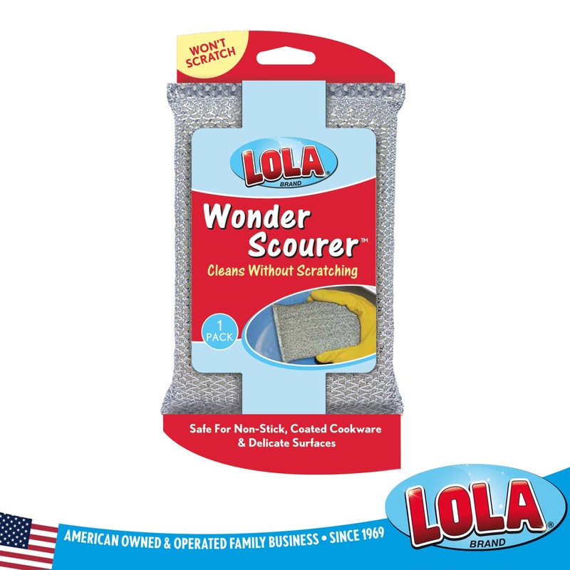 Lola Products Wonder Non-Scratch Scouring Pad, Large Knitted Flat Wire