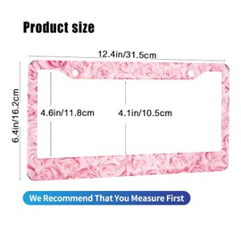 HOSNYE Pink Roses License Plate Frame Metal License Plate Cover Front Plates Frames Car Tag Frame for Women Men US Vehicles Standard