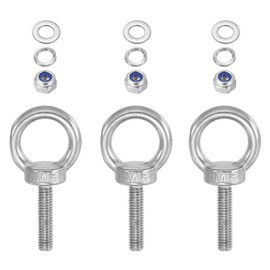 TA-VIGOR 3Pcs M6 x 25mm Lifting Long Eye Bolt, 304 Stainless Steel Wall Expansion Anchor Bolts, Masonry Concrete Screws Shoulder Eyebolt Lifting Ring with Nuts Washers for Hanging Hammock Article