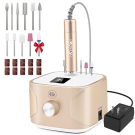 Kredioo 35000 Nail Drill Professional Electric File Acrylic Nails Kit for Manicure Gel Polish Remover with 11 Bits Easy Build-in Bit Holder Twist Lock Changing Bit