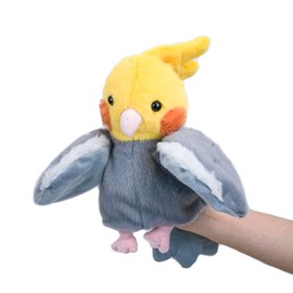 RLOMUTE Parrot Hand Puppet Plush Cockatiel Cute Cuddly Animal Toy for Role Play Storytelling for Children Boys and Girls Parent-Child Interaction Games Grey