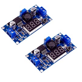 LAOMAO DC-DC Step Down Converter Buck Converter DC 4.0~40V to 1.25-37V Adjustable Voltage Module with Digital Voltmeter Display Compatible with Arduino Raspberry Pi (Pack of 2)