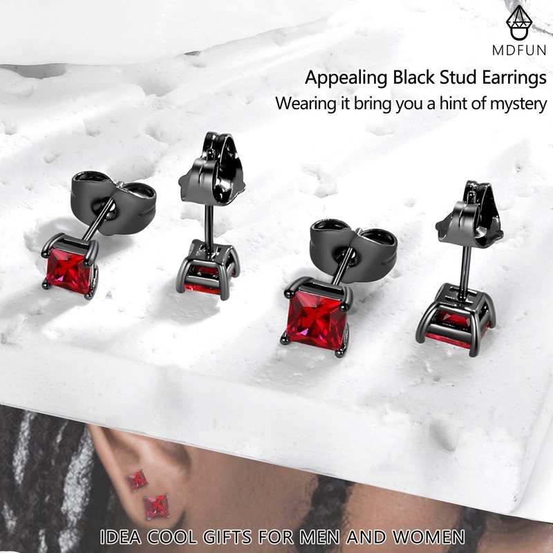MDFUN Earrings for Men 316L Stainless Steel 5 Pairs Stud