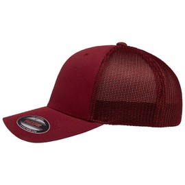 1973-77 Ford F250 Pickup Truck Classic Outline Design Flexfit 6511 Trucker Mesh Fitted Cap Maroon