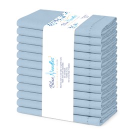 Blue Needles - Juego de 12 servilletas de lino con dobladillo 100% algodón, tela azul hielo, 45,7 x 45,7 cm, suaves, reutilizables y lavables, ideales para eventos, fiestas y uso diario