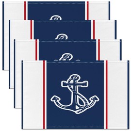45X30cm Anchor Print Table Place Mats Nautical Themed Placemats Set of 4 For Ocean Placemat for Kitchen Dining Table Decor Indoor Outdoor Sea Adventure