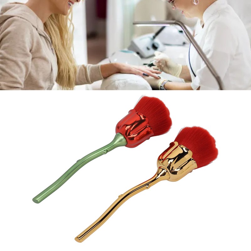 2pcs Rose Shape Nail Brush Dust Removal Thickened Die Cast
