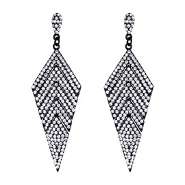 EVER FAITH Mujer Cristal Elegante Vintage Multicapa Rojo Rombo Colgante Aretes Pendientes Brillante Negro-Tono