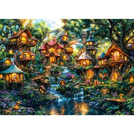 Chalzidar Jigsaw Puzzles for Adults 1000 Pieces, Interlock Perfectly Letter on Back No Dust, Home Decor Birthday Party Gift Toy for Men Women Elders Seniors, 1:1 Poster - Elf House