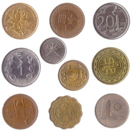 10 Coins Picked Randomly from Different Countries in Asia, Afro-Asia, EURASIA