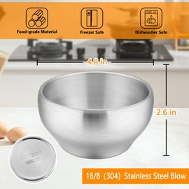 LIANYU 12 Ounce Stainless Steel Bowls Set of 5, Children Kids Toddlers Bowls Set for Soup, Cereal, Rice, Snack, Salad, Healthy & Dishwasher Safe