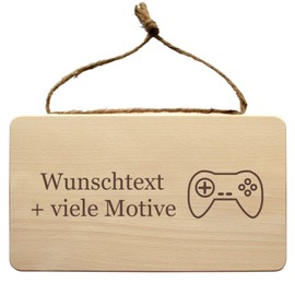Gamer Wooden Sign with Engraving, Name + Motif, Gaming Sign, Gamer Door Sign, Gaming Zone, Room Decoration, Gift Idea for Children's Room, Playroom, Student, Teenager Wall Sign