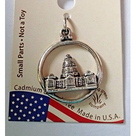 Wholesale Charms Sterling Silver 18mm Round cut out with Texas Capitol Austin the Capital Charm
