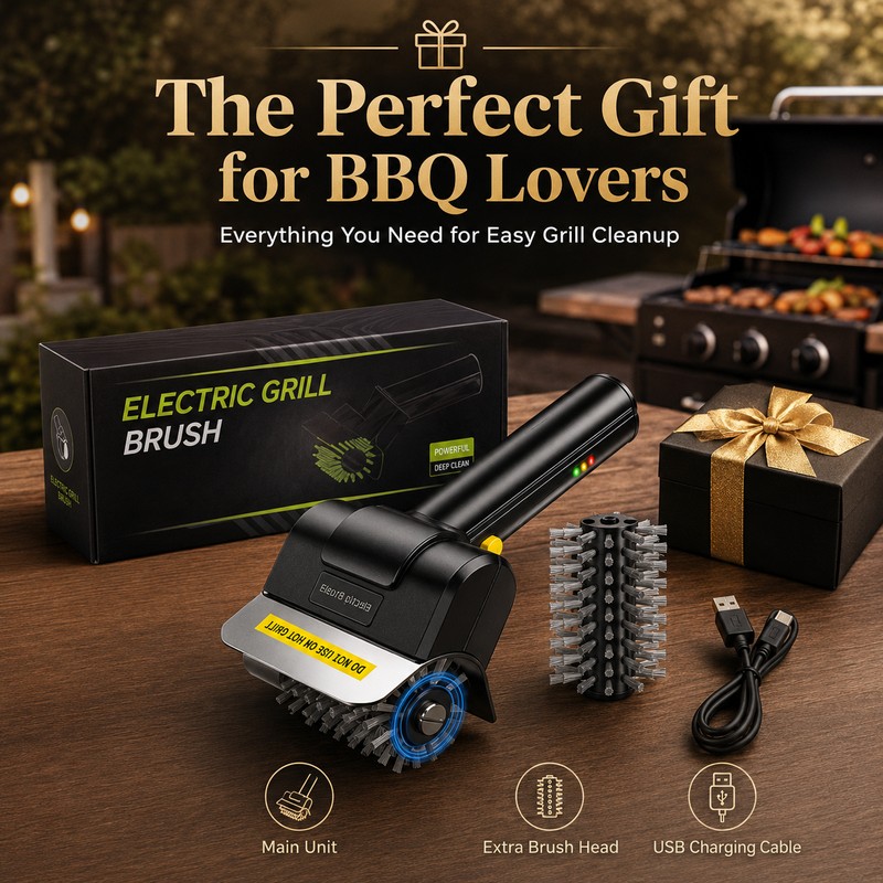 Electric Stainless Steel BBQ Brush for Grill Cleaning – Rechargeable