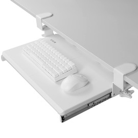 VIVO Small Keyboard Tray, Under Desk Pull Out with Extra Sturdy C Clamp Mount System, 20 (26 Including Clamps) x 11 inch Slide-Out Computer Platform Drawer, White, MOUNT-KB05ES-W