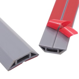 Floor Wire Protectors - Self-Adhesive Decorative Wire Protectors for Home and Office | Anti-Trip Outdoor Wire Hideout, Durable PVC Wire Protectors for Gyms and Exhibitions (Grey, 1.8X3.3FT)