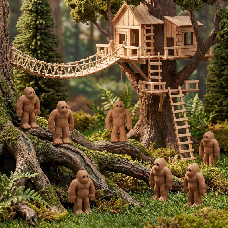 Chunful 50 Pcs Mini Bigfoot Figurines Sasquatch Party Favors,Classic
