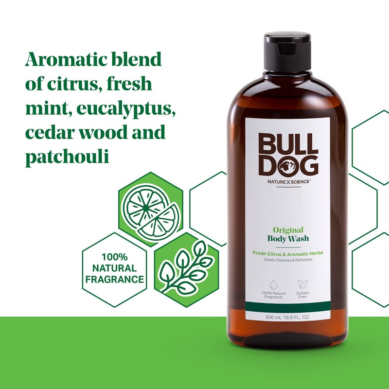 BULLDOG Mens Skincare and Grooming Body Wash, Original, 16.9 Fluid