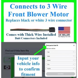 fits Jeep Wrangler 2014-18 JK Blower Motor Connector Plug Wiring Harness Pigtail