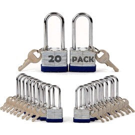 SEPOX® 20-Pcs Pack Keyed-Alike Lock Set | Sturdy Hardened Steel | Long Shank Secure | 1-9/16" 40MM Heavy-Duty Body | Same Keys 2 Pcs Each | Superb for Lockers, Tools Box, Fence