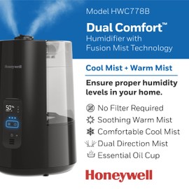 Honeywell Dual Comfort Cool + Warm Mist Humidifier with Fusion Mist Technology – Warm and Cool Mist Humidifier for Large Rooms