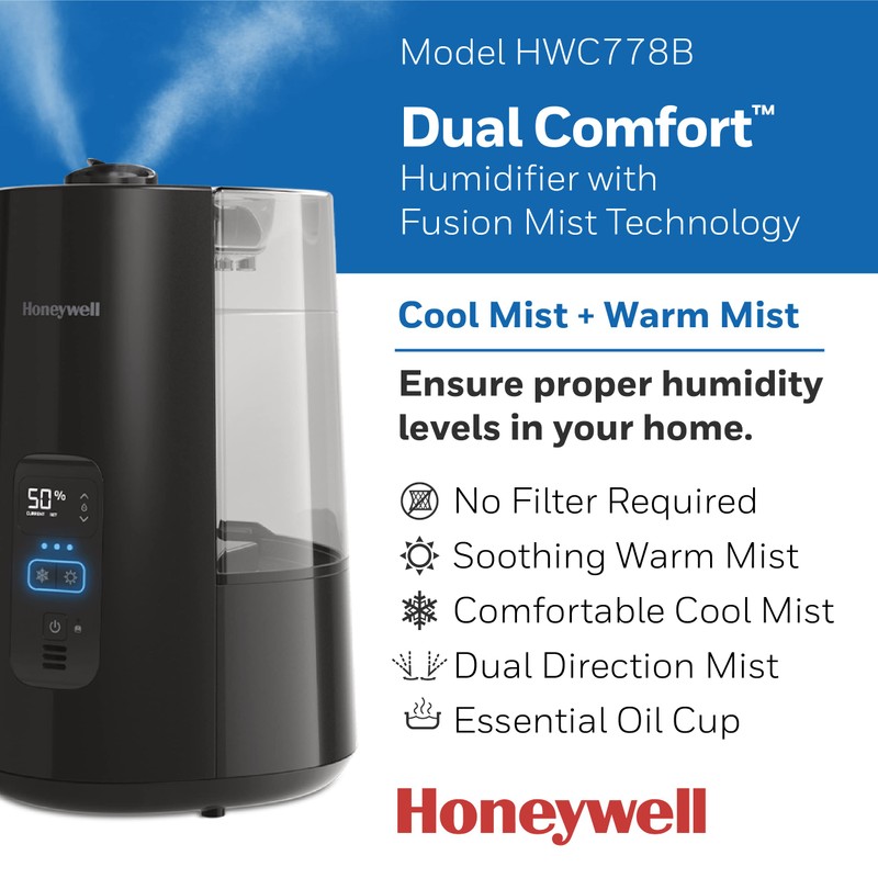 Honeywell Dual Comfort Cool + Warm Mist Humidifier with Fusion
