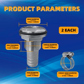 DLBEEM 2Pcs Thru Hull Fittings for Boats, Stainless Steel Barbed Straight Thru Hull Fitting Drain for 3/4 inch I.D. Hose for Boat, Yacht