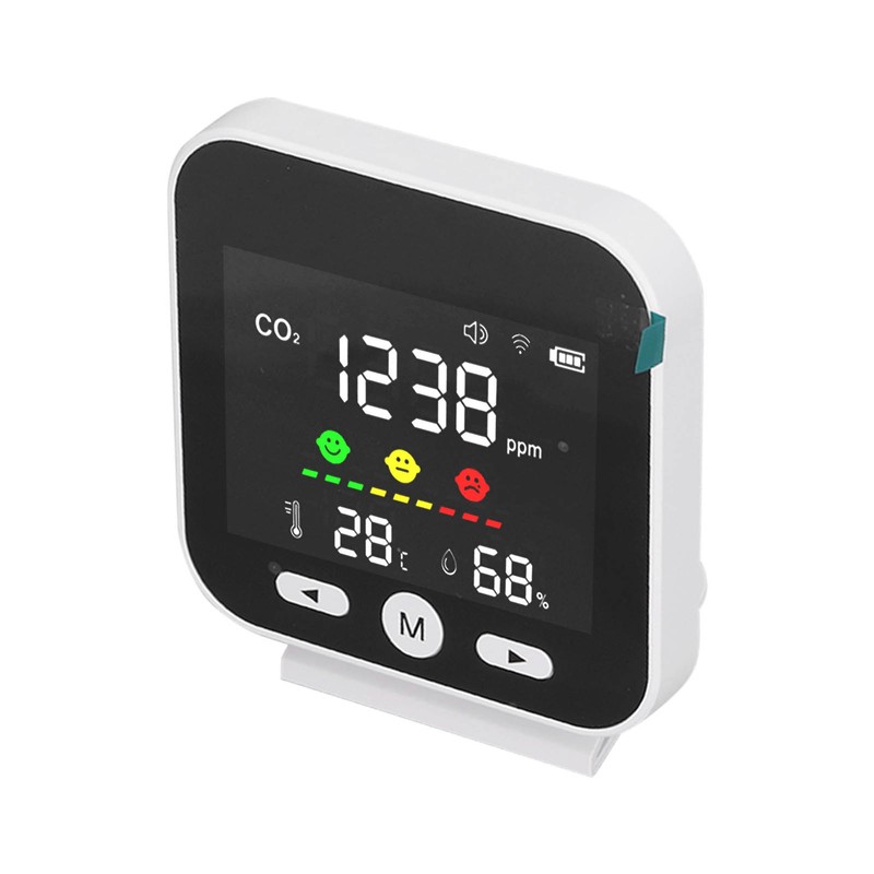 White Smart Air Quality Monitor LCD Screen WIFI CO2 Temperature
