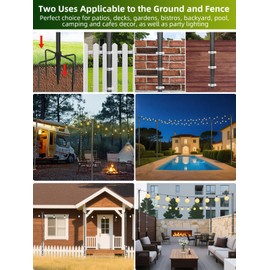 LRYXEG String Light Poles for Outside 4 Pack, 10ft Metal Outdoor String Light Poles for Deck - Ideal for Patio, Garden, Yard, Front Porch Decorations, Black