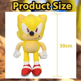 LGQHCE Sonnic Plush Doll, Hedggehog Plush Toy Figure Soft Stuffed Animal Doll Plushies Animal Plush Doll Cartoon Cuddly Doll Figurine Plush Birthday Gift for Boys and Girls (Yellow, 30cm)
