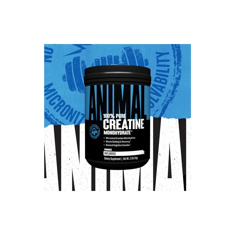 Animal Creatina Monohidratada Pura en Polvo, Sin Sabor, 2.2 Lb