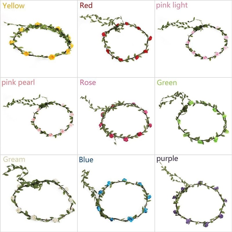 Blumenkrone, Blumengirlande, rosa Blumenkrone, Stirnband, Rosenkranz, Boho-Kopfschmuck für Braut, Kopfbedeckung,