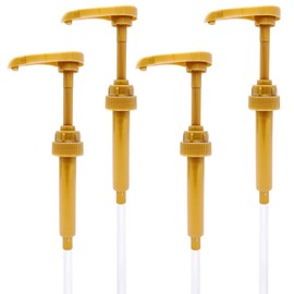 4-Pack Coffee Syrup Pump Dispenser Kit - Gold Leak-Proof Pumps for Torani/Davinci/Jordan's 25.4oz Bottles, Drip-Free Kitchen & Bar Accessories for Coffee, Cocktails, Honey, Smoothies