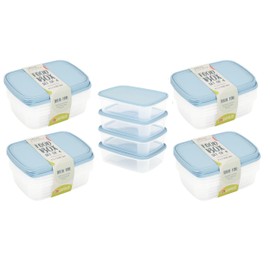 Shop4allsorts 16 x Food Storage Containers Lunch Snack Box Plastic Kitchen Tubs With Lid 1L