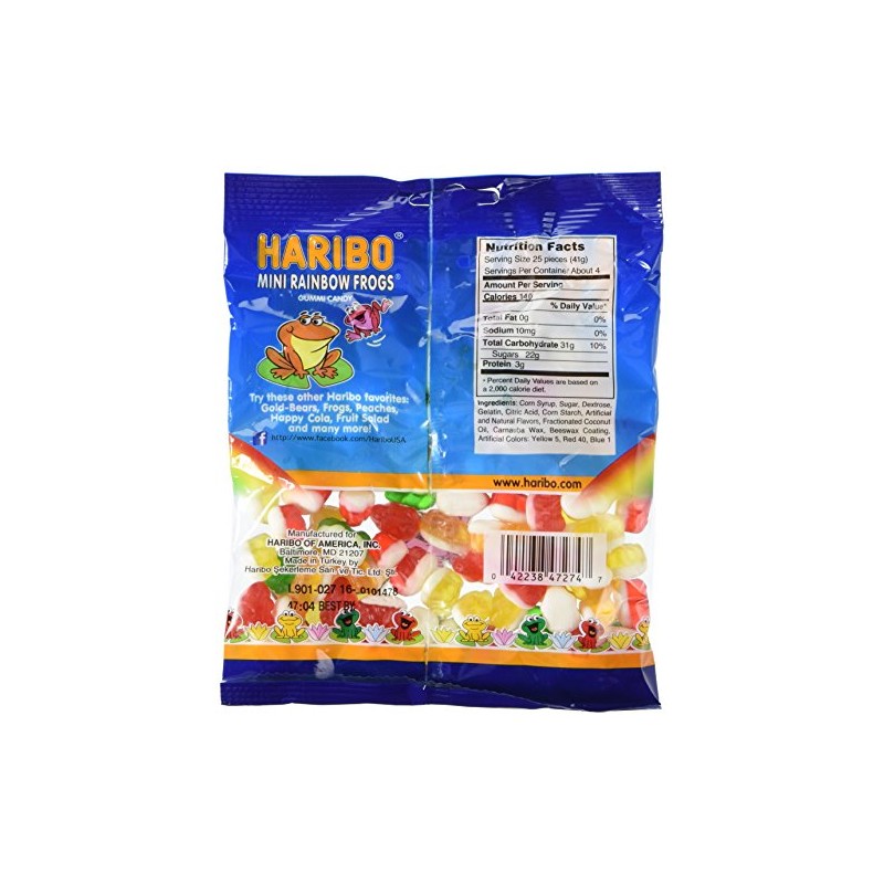 Haribo Gummies - Mini Rainbow Frogs - 5 oz