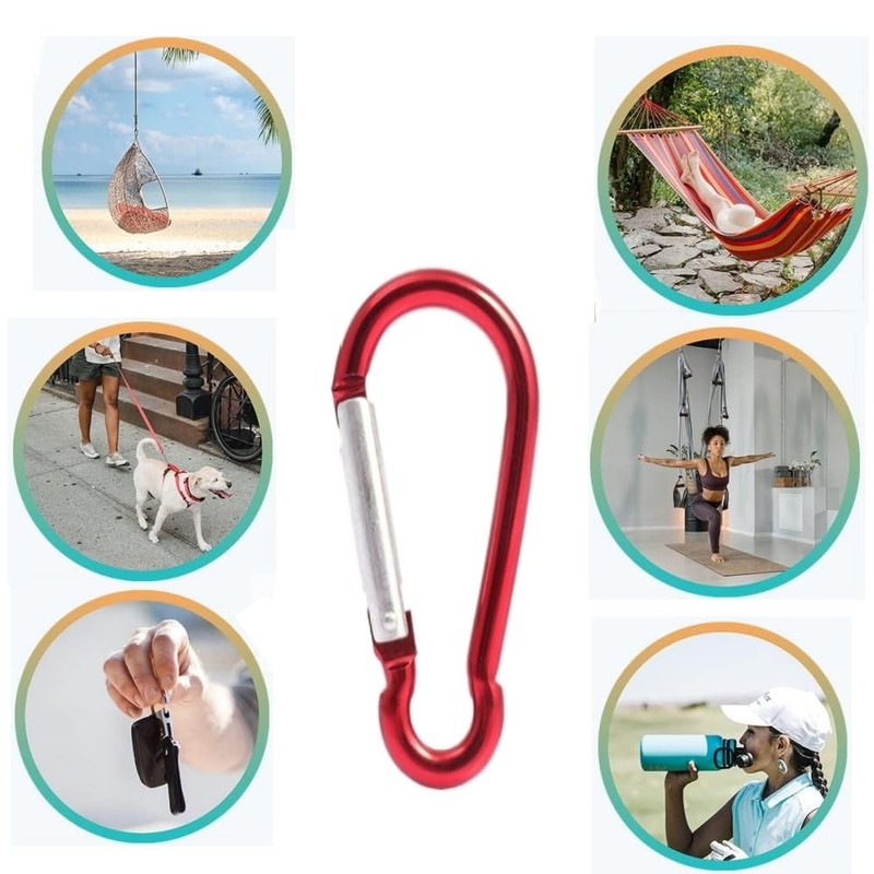 DACUAN Aluminum Carabiner Clips, 6PCS D Shape Spring Snap Hooks