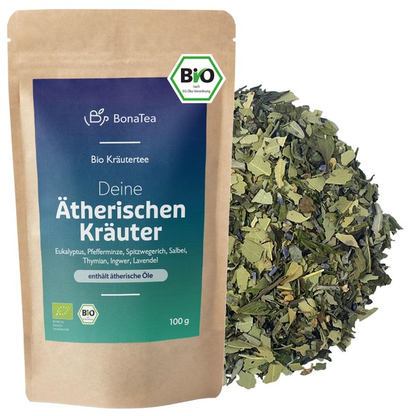 Organic Herbal Tea with Eucalyptus, Plantain, Sage, Lavender and Other